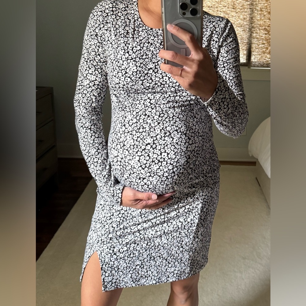 Leith Black and White Long Sleeve Bodycon Dress